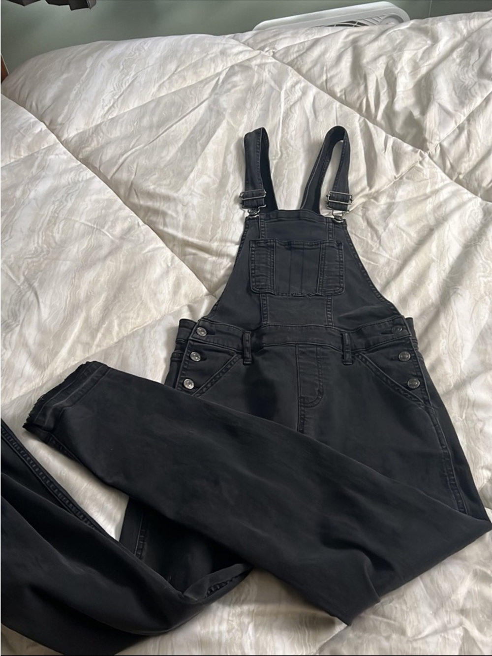 Abercrombie & Fitch Black Denim Overall Jumpsuit